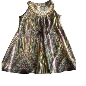Studio Y Paisley Sleeveless Top with Gorgeous Beading, Size M